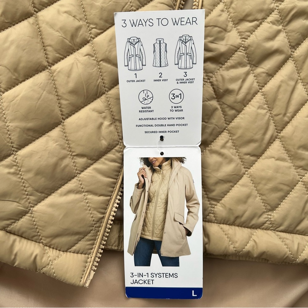 Lands’ End Ladies 3-in-1 Systems Jacket Tan Size Large NWT - Picture 5 of 16